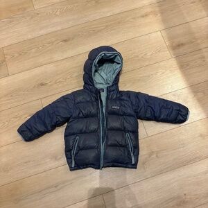 Patagonia Kids Navy Blue Puffer Jacket with Light Gray Lining